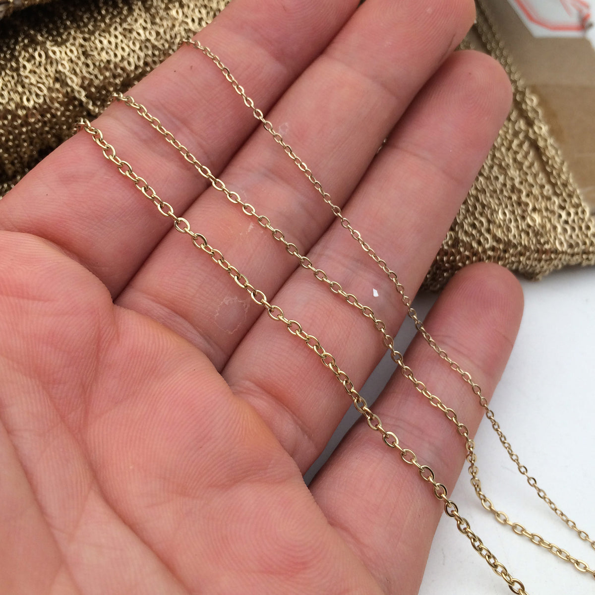 10/50meters Anti-Tarnish 14K Gold Plated Stainless Steel FLAT Cable Chain Oval Link Welded Soldered Link