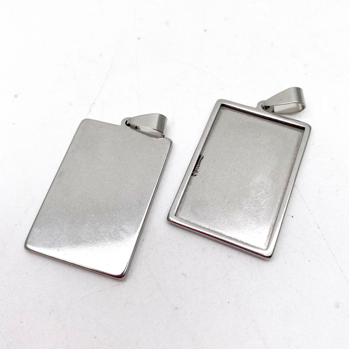 10/50pcs Black Stainless Steel Cabochon Settings Rectangle Bezel Tray Pendants 25x30mm inner