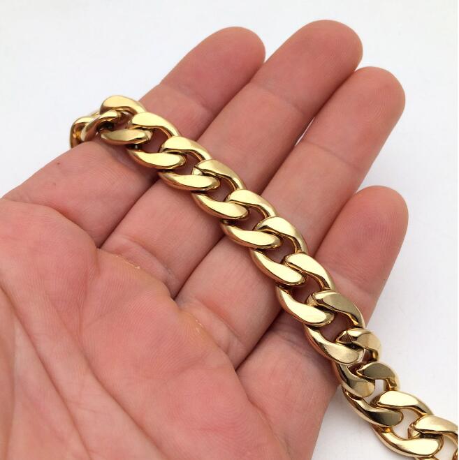 1/5 Meters Beveled Flat Curb Stainless Steel Chain 11.5x16mm 3.0mm thick Open Link Or Gold color