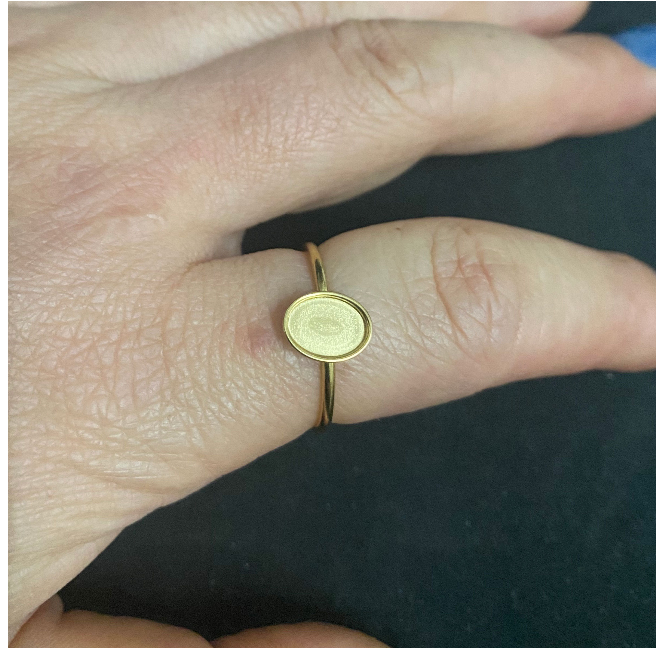 10/50pcs Open 18K plated Stainless Steel Oval Bezel Cup Ring blank cabochon settings Adjustable 6x8mm inner