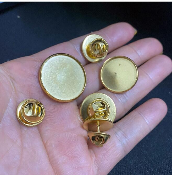 50pcs 18k plated Stainless Steel Round Cabochon Brooch Base Settings fit 12/16/18/20/25mm Tie Tack Blank Pins