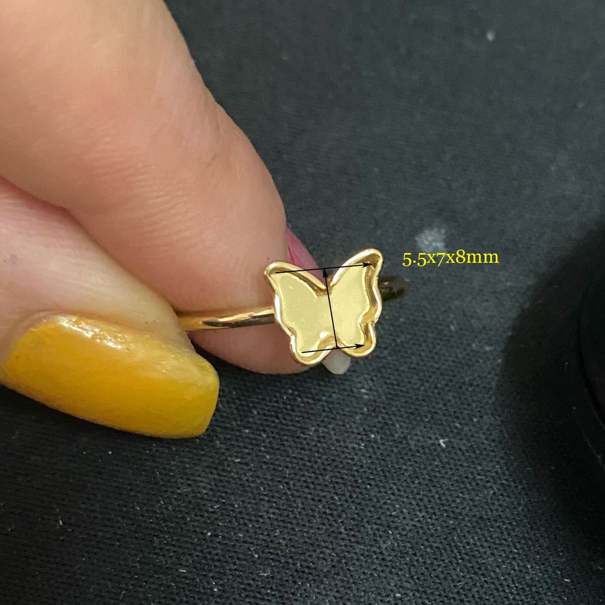 10/50pcs 18K plated Open Stainless Steel butterfly Shape Bezel Cup Ring blank cabochon settings 7x8mm inner