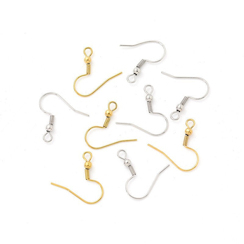 Real Gold plated Stainless Steel Ear Wires French Earring Hook Standard Ball Components 20mm