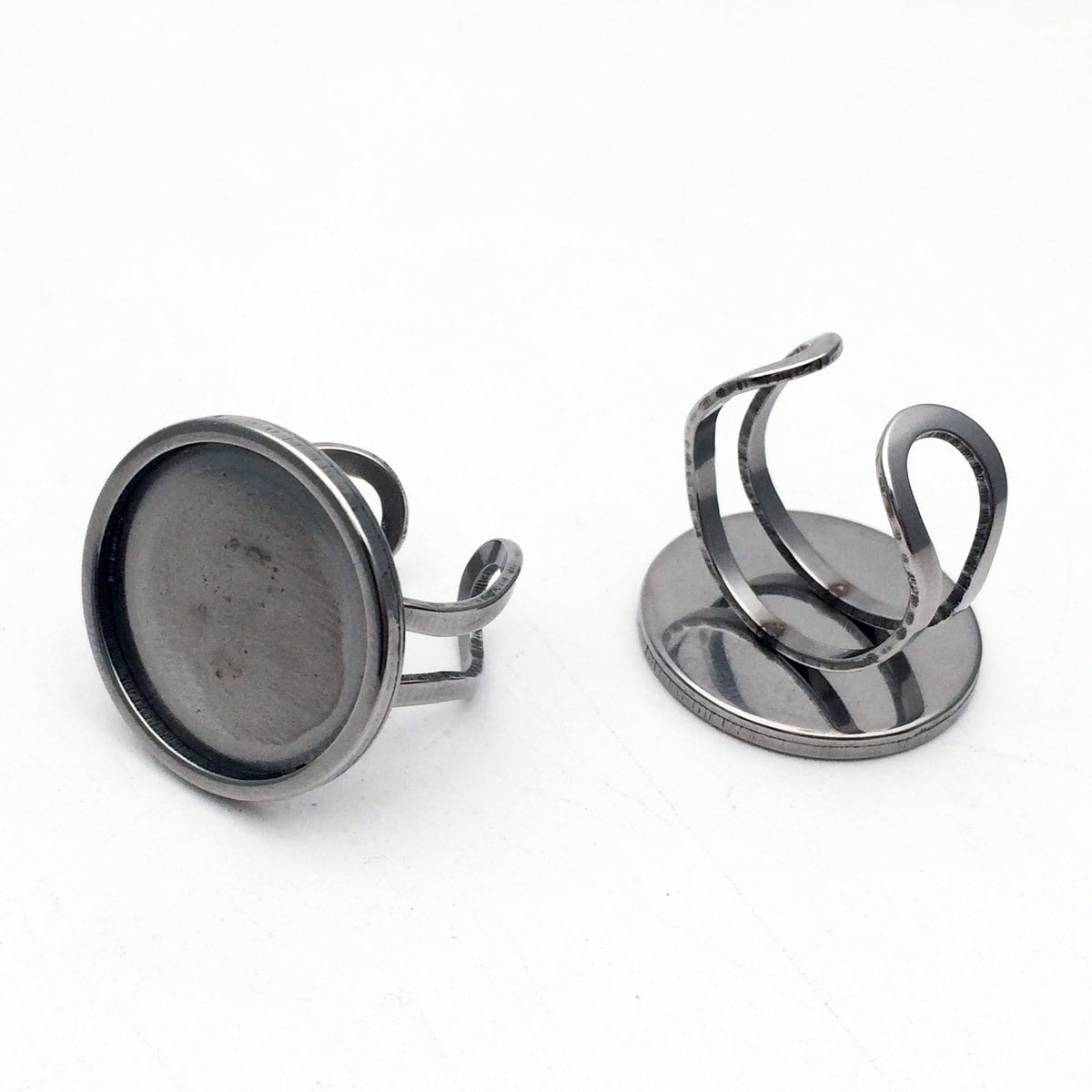 10/50pcs 18K gold plated Solid Round Stainless Steel Bezel Setting Ring Tray Blank Pads Adjustable 10-25mm inner
