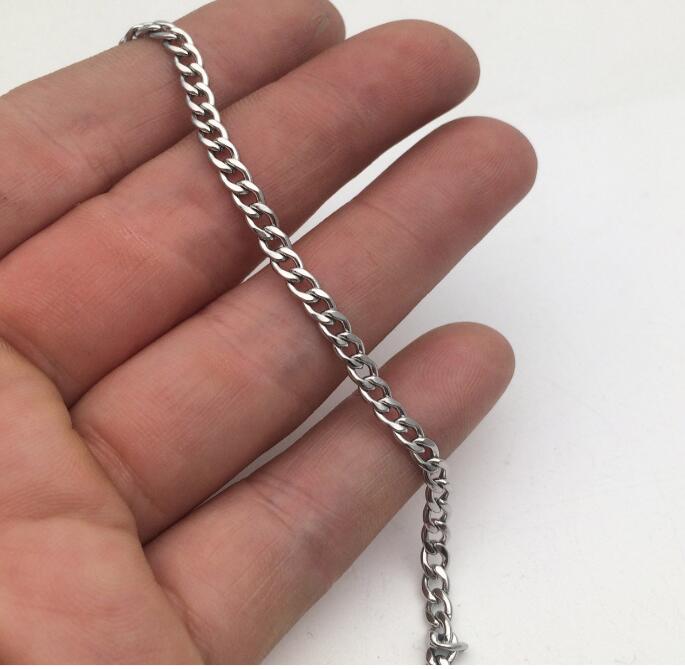 5 Meters Beveled Flat Curb Stainless Steel Unfinished Chain From 3mm To 6.2mm Wide