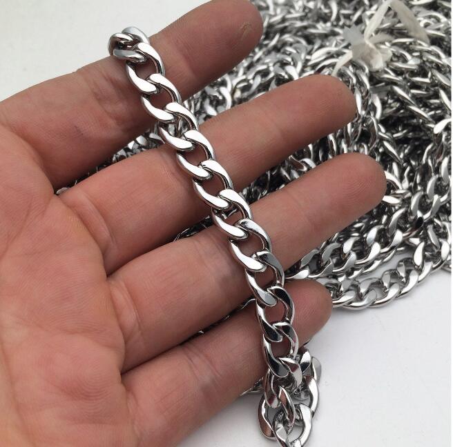 5 Meters Beveled Flat Curb Stainless Steel Unfinished Chain From 3mm To 6.2mm Wide