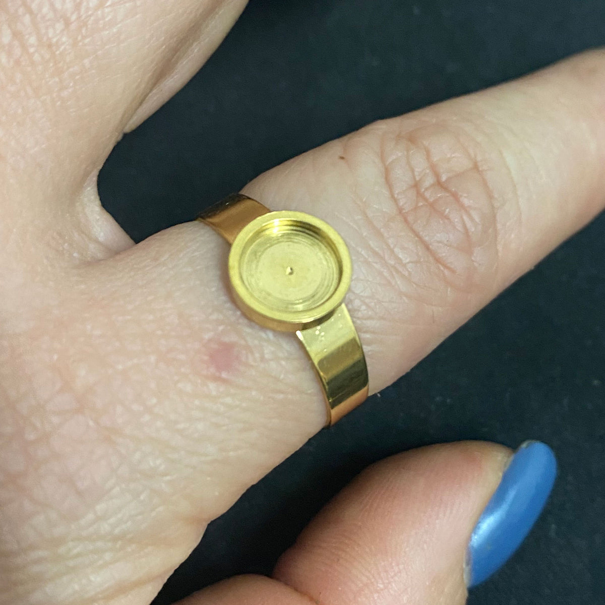 10/50pcs Adjustable 18K plated Stainless Steel Bezel Cup Ring blank cabochon settings 6mm 8mm 10mm 12mm inner