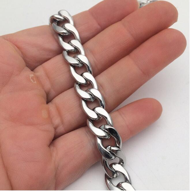 1/5 Meters Beveled Flat Curb Stainless Steel Chain 11.5x16mm 3.0mm thick Open Link Or Gold color
