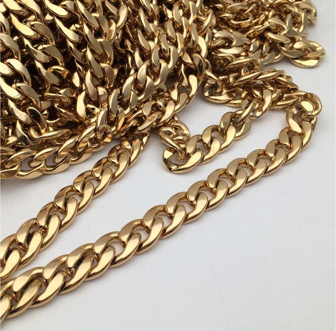 1/5 Meters Beveled Flat Curb Stainless Steel Chain 11.5x16mm 3.0mm thick Open Link Or Gold color