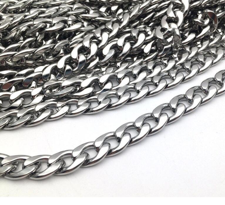 1/5 Meters Beveled Flat Curb Stainless Steel Chain 11.5x16mm 3.0mm thick Open Link Or Gold color