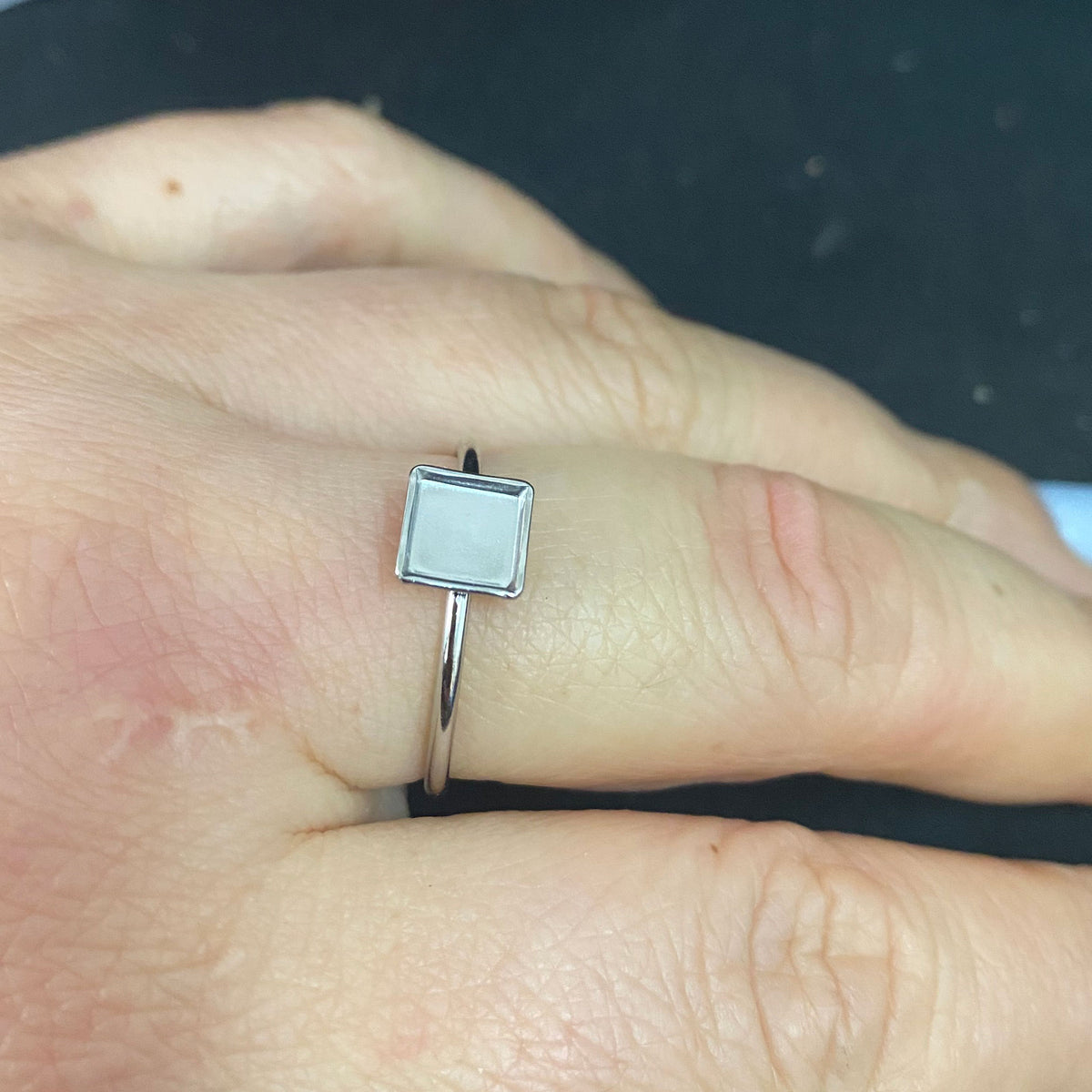 10/50pcs Square Shape 18K Plated Stainless Steel Bezel Cup Open Ring blank cabochon settings 6mm inner