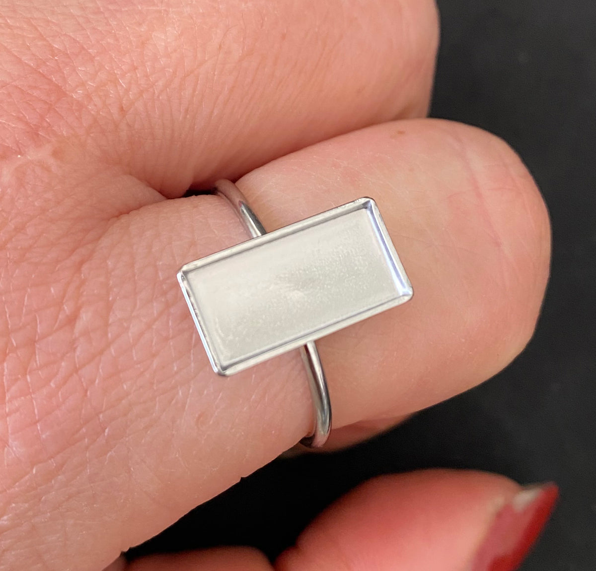 10/50pcs Rectangle Shape 18K Plated Stainless Steel Bezel Cup Open Ring blank cabochon settings 7x10mm inner