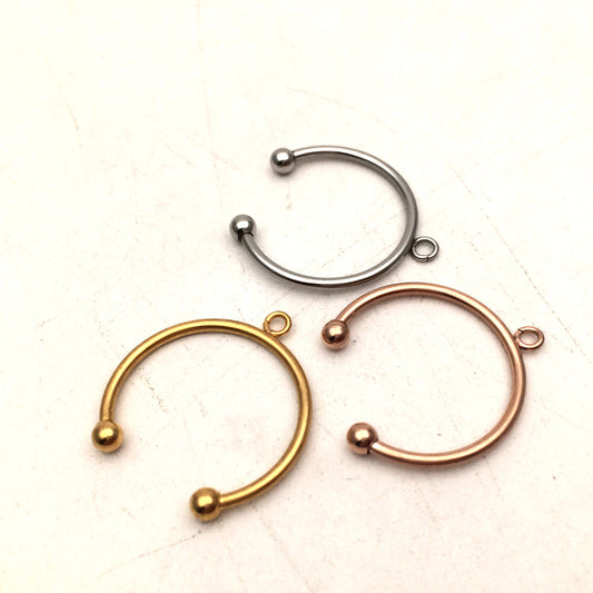10/50pcs Adjustable 18K real gold plated Stainless steel Ring with Loop open end hoop women findings