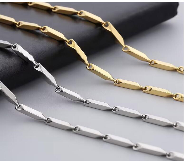 5/20Meters 18K Gold Plated Stainless Steel Faceted Bar and Link Chain 2.5x14mm Wide Jewelry Making Findings Bulk