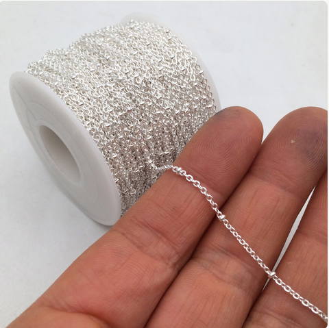 10/50 meters 18K real gold plated Stainless Steel Flat Cable Satellite Beaded Chain Oval Link Soldered