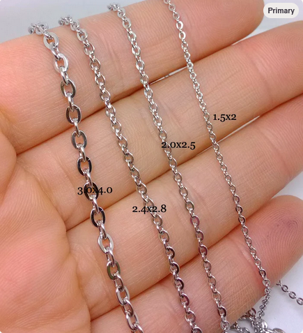 Stainless Steel Flat Cable Chain Oval Link Jewelry Making Soldered Link