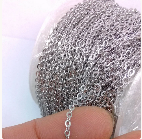 Stainless Steel Flat Cable Chain Oval Link Jewelry Making Soldered Link