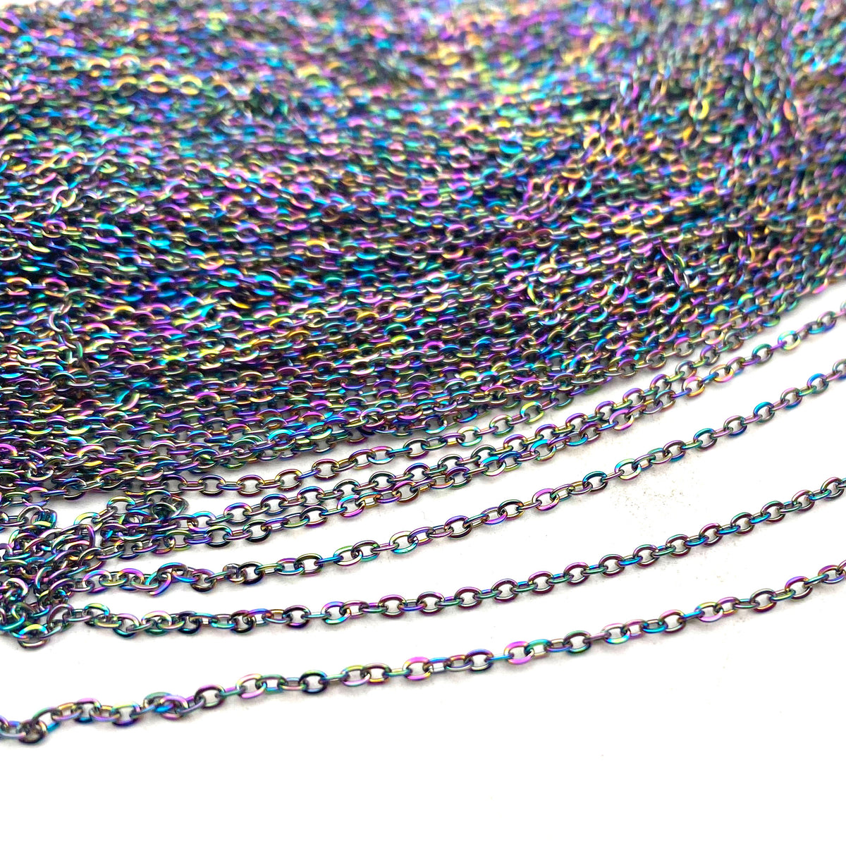 10/50meters PVD Plated Rainbow Colorful Stainless Steel FLAT Cable Chain Oval Link Welded Soldered Link