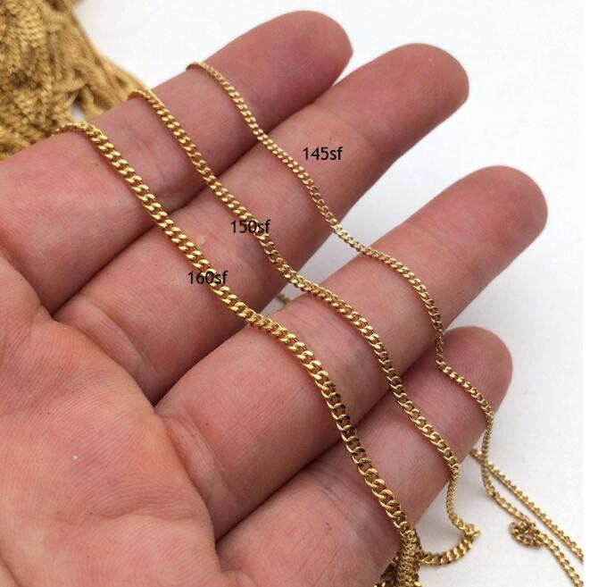 10/50meters Real Gold Plated Flat Curb Link Stainless Steel Chain Soldered 145sf/150sf/160sf