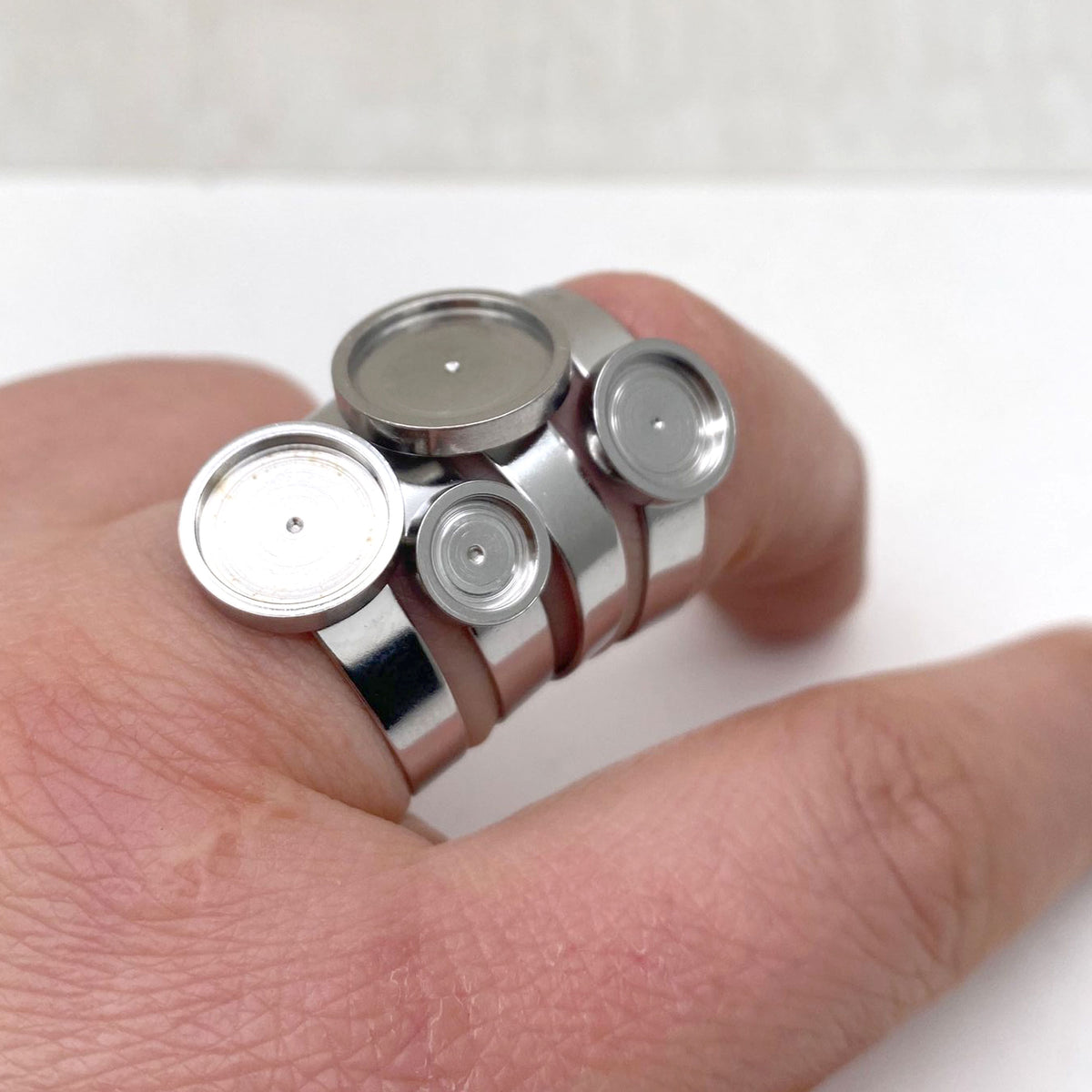 10/50pcs Adjustable 18K plated Stainless Steel Bezel Cup Ring blank cabochon settings 6mm 8mm 10mm 12mm inner