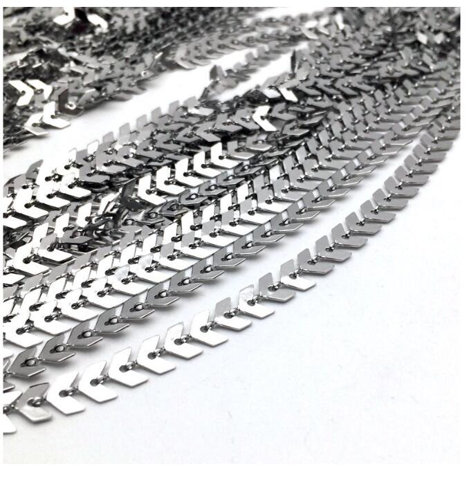 5/10 Meters 18K Gold Plated Stainless Steel Chevron Chain Fish Bone Findings Supplies Leaf shape