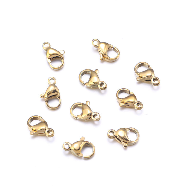 100/500 PCS 18K gold plated Stainless Steel Real Gold Plated Lobster Clasps 9mm 10mm 11mm 12mm 13mm 15mm Bulk