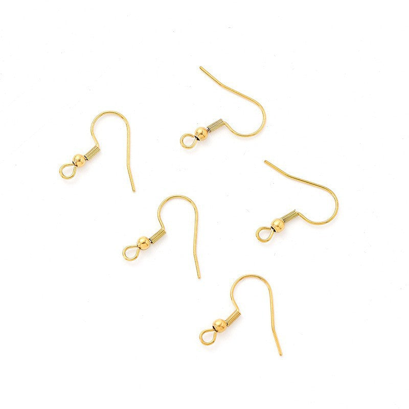 Real Gold plated Stainless Steel Ear Wires French Earring Hook Standard Ball Components 20mm