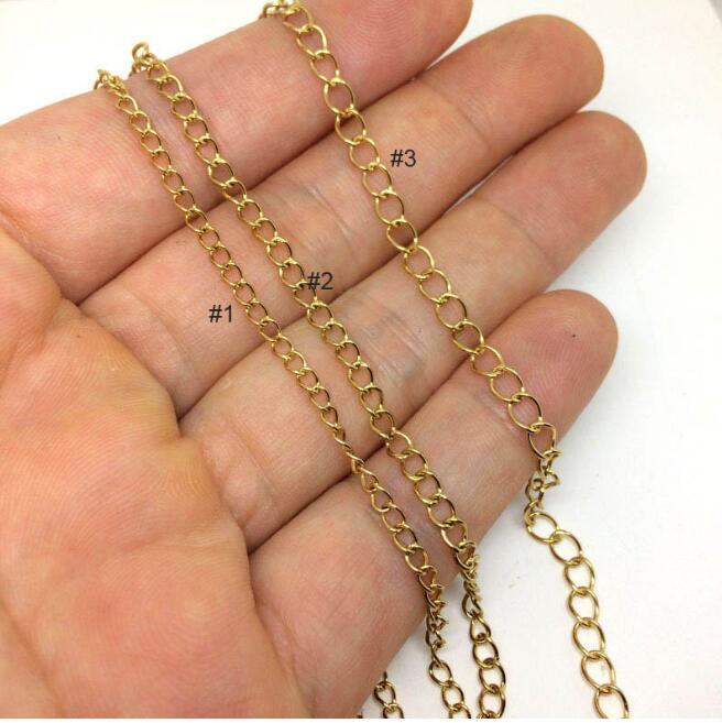 10/50 Meter 18K Gold Stainless Steel Extender Extension Soldered Curb Chain Welded Link