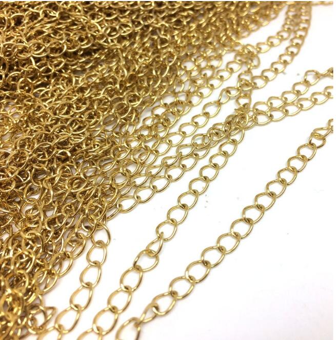 10/50meters 18K Gold Plated Stainless Steel Extender Curb Chain Soldered Link in 3 Sizes