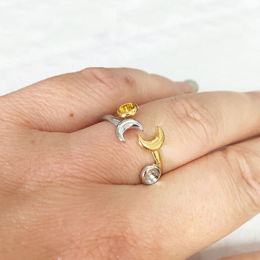 Stainless steel ring setting bezels moon shape