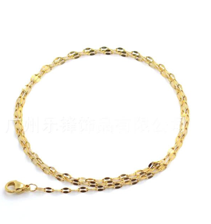 10pcs Anti Tarnish Real Gold Plated Over Stainless Steel Double Bar Chain Necklace Lip Chain Soldered Link 2x3mm 16"-30"