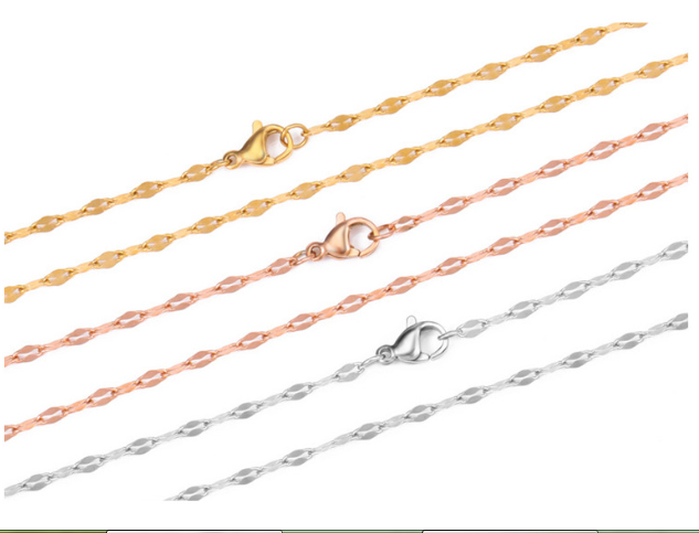 10pcs Anti Tarnish Real Gold Plated Over Stainless Steel Double Bar Chain Necklace Lip Chain Soldered Link 2x3mm 16"-30"