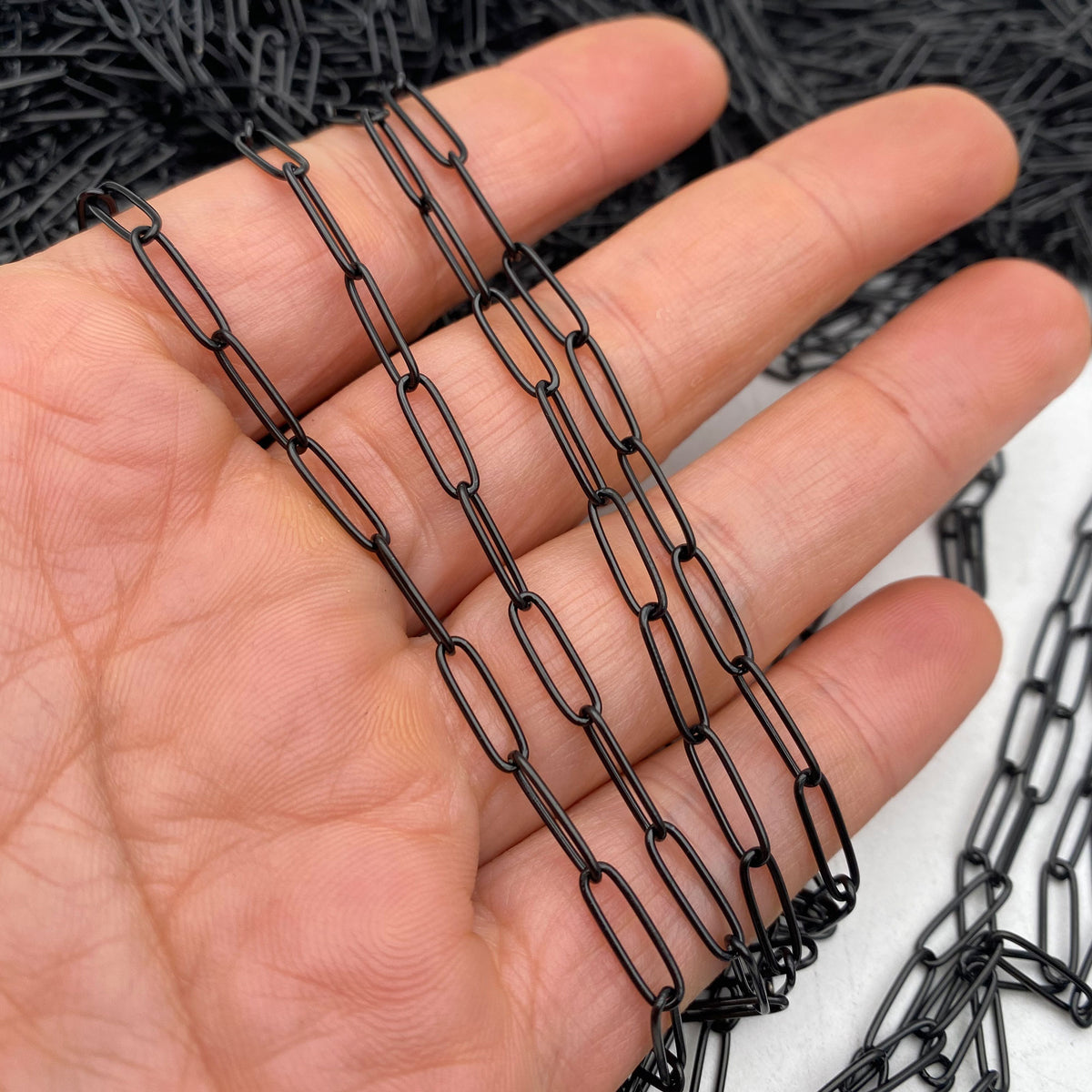 5/25Meters 2 size NON tarnished Black plated Stainless Steel Long Rectangle Soldered Link Chain