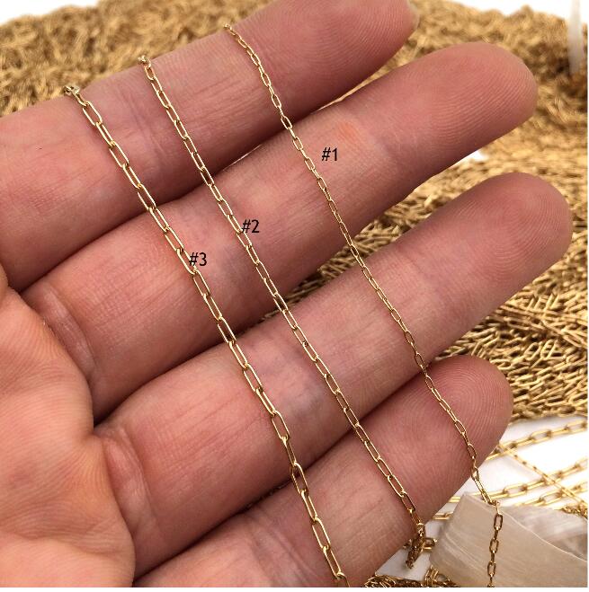 Stainless Steel 18K real gold plated Rectangle long ROUND wire Cable Chain Oval Link Soldered Drawn Chain