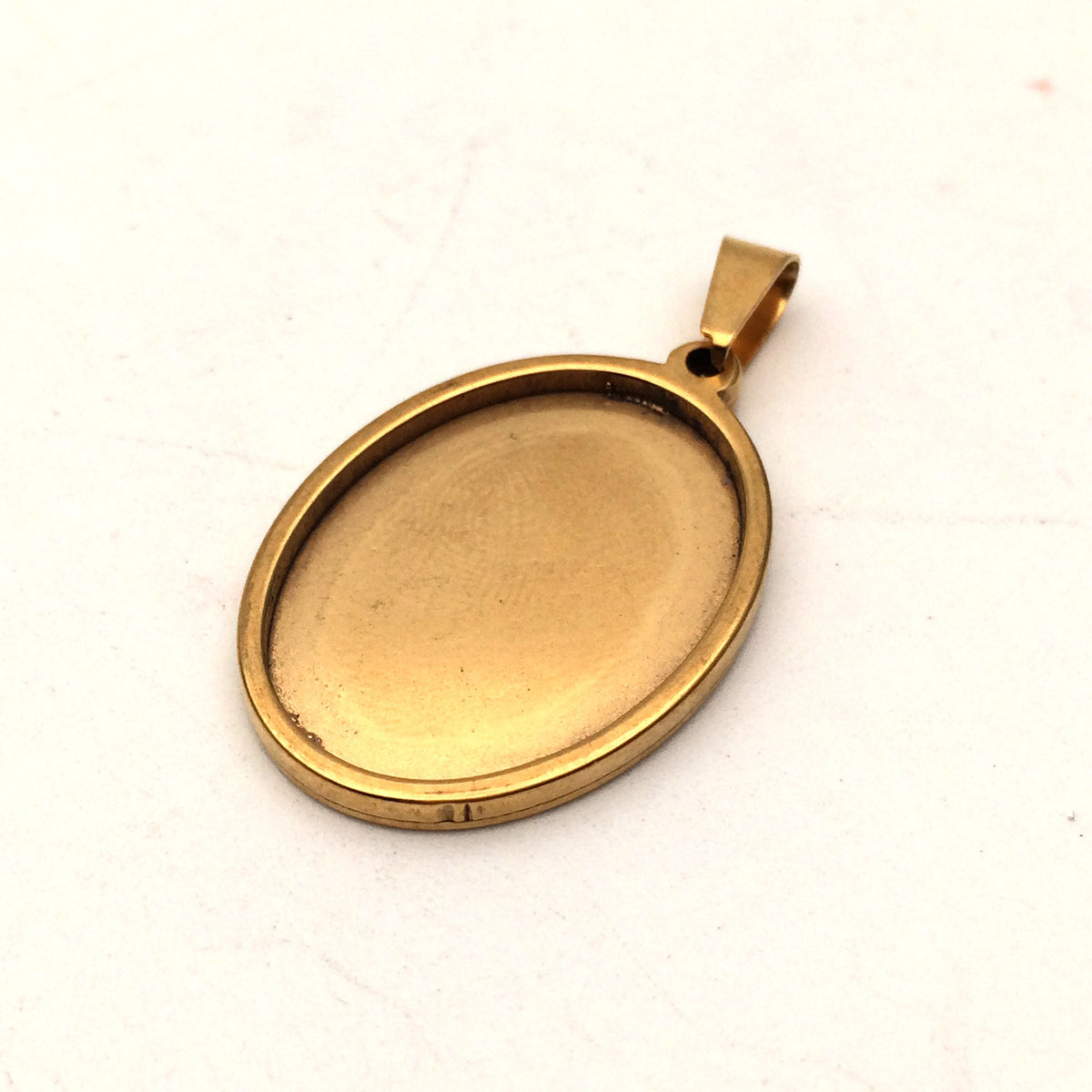 10pcs Real Gold Plated Solid Stainless Steel Cabochon Settings Oval Bezel Tray Blanks Pendants with Clasp 6 size you pick