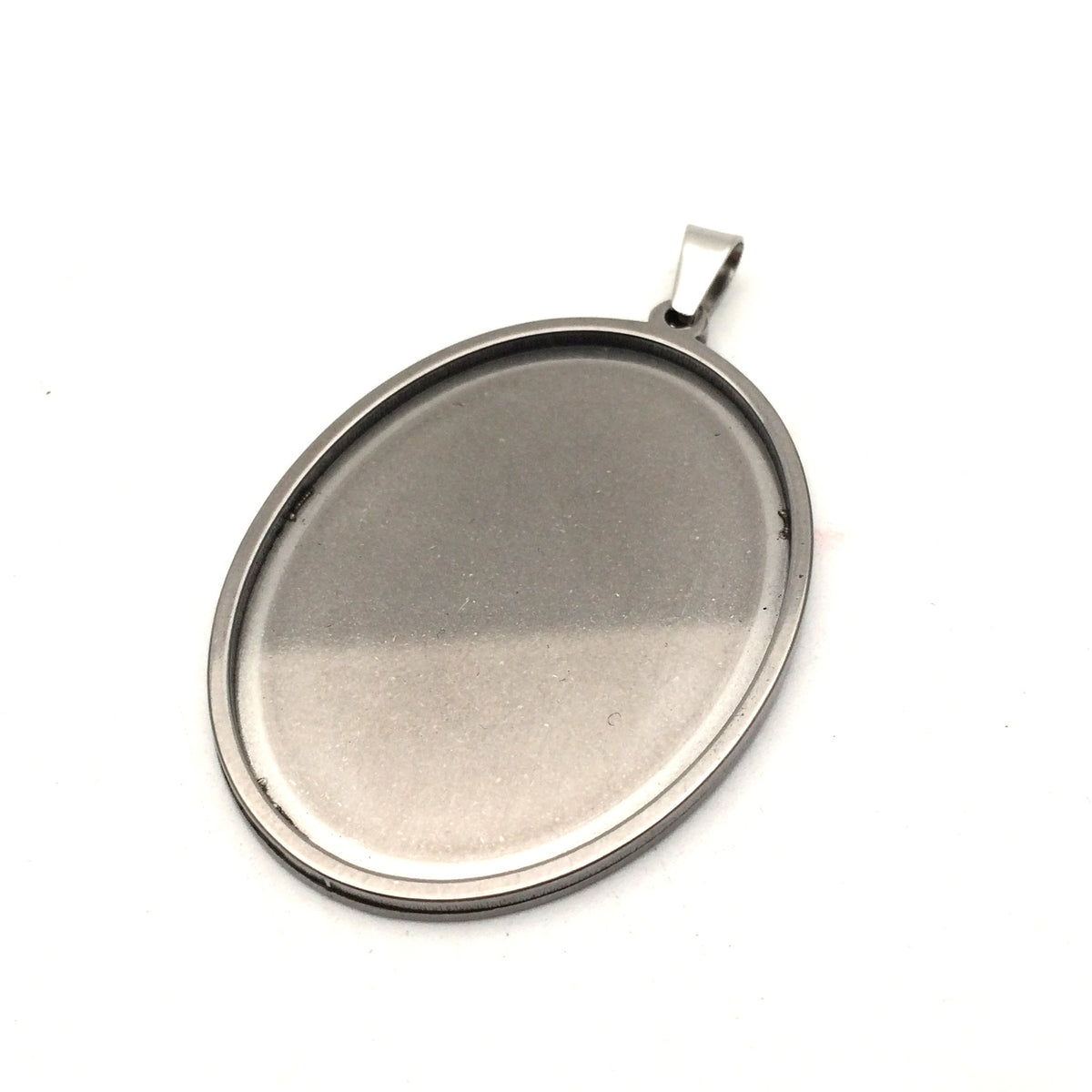 10/50pcs Stainless Steel Oval Cabochon Settings Bezel Tray Pendant Blanks with Clasp