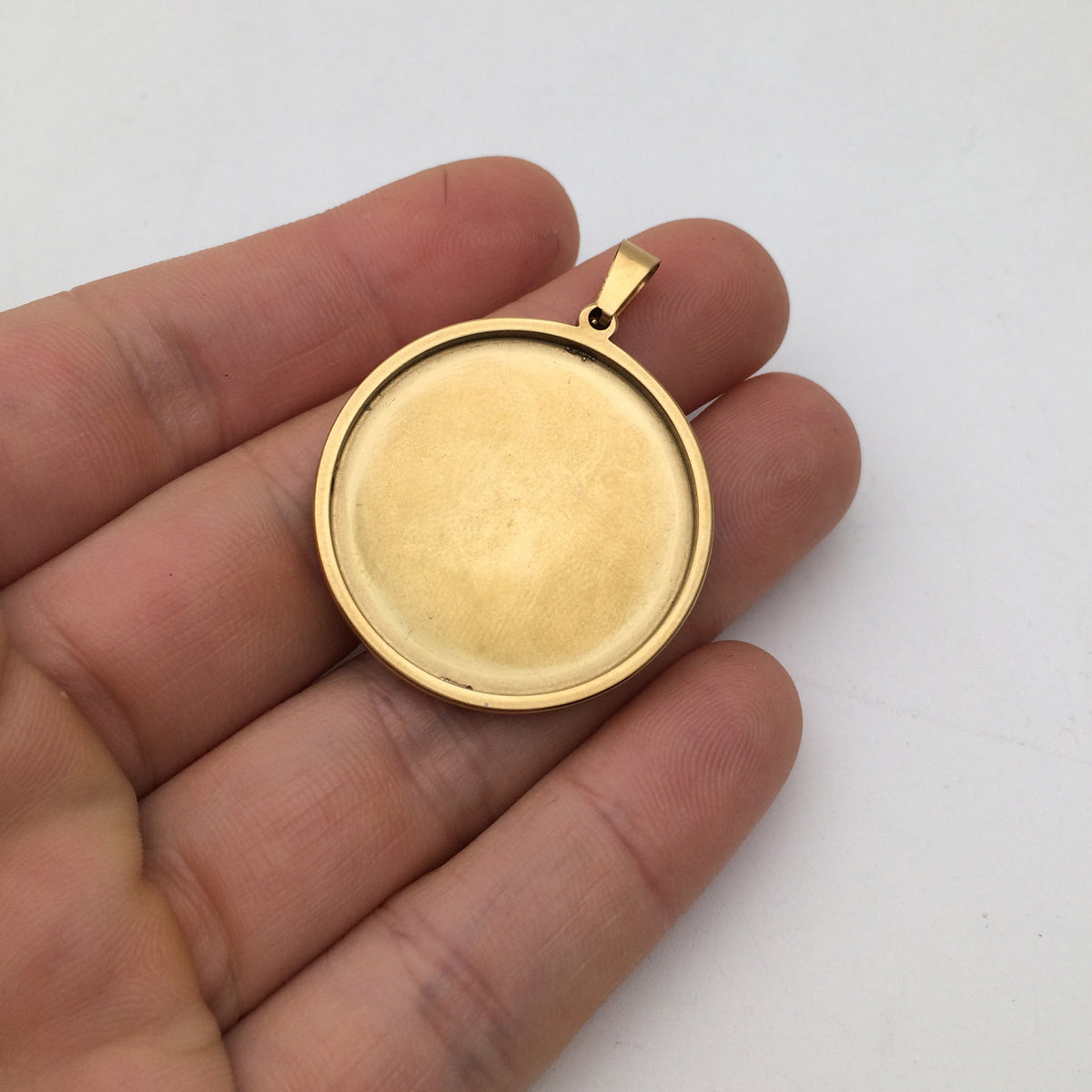 10pcs Real Gold Plated  Solid Stainless Steel Cabochon Settings Round Bezel Tray Blanks Pendants with Clasp from 10mm to 40mm