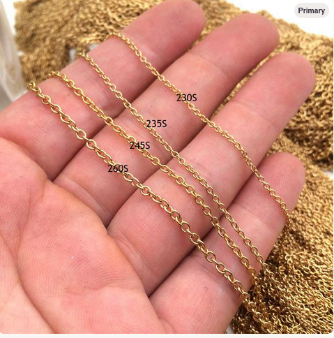 10/50m ROUND 18K real gold plated Stainless Steel Cable Satellite Beaded Chain Oval Link Soldered